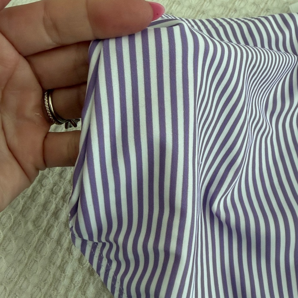 Striped Ruffle One-Piece Swimsuit in Light Lavender - Picture 9 of 9